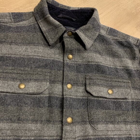 Pendleton Lambswool Forrest Twill Snap Front Shirt Men's XL Gray Black Blue Wool - Picture 2 of 8